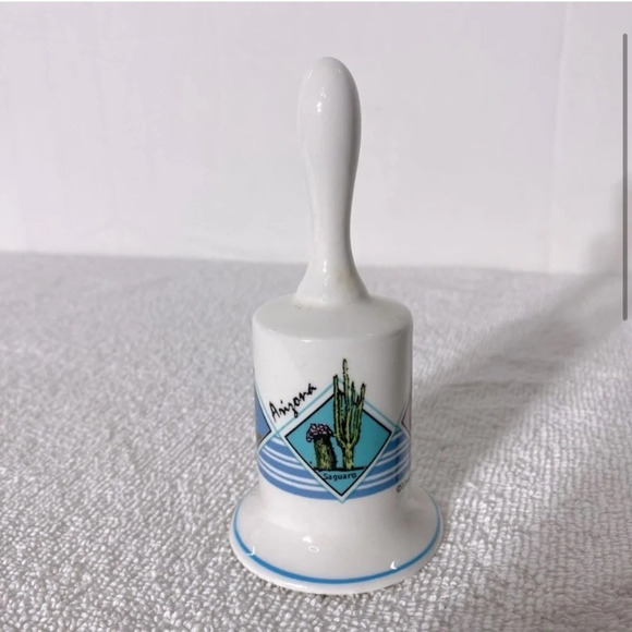 Vintage White  Blue Arizona Ceramic Souvenir Bell - Picture 3 of 14